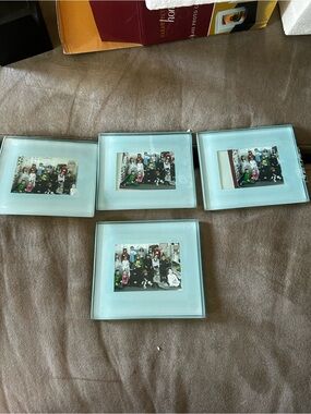 Set of 4 Light Blue Glass Picture Frames - Home Accents